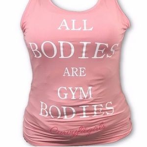 Curvyfitgirls Plus Size All Bodies Are Gym Bodies Pink Coral Workout Active Tank